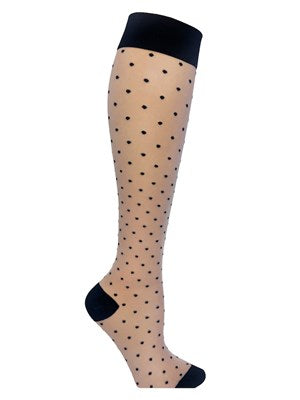 Beiga stödstrumpor med prickar, nylon