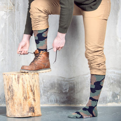 Militärmönstrade stödstrumpor i ull