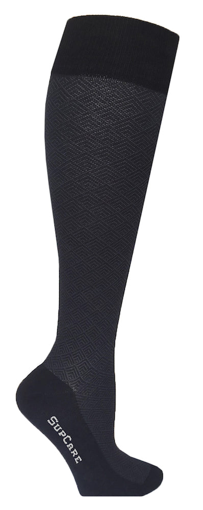 Stiliga stödstrumpor med grått diskret mönster, bambu