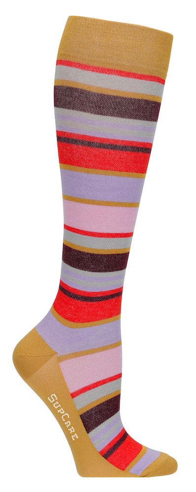 Gula stödstrumpor med ränder, bambu