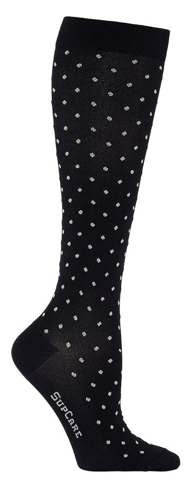 SupCare kompressionsstrumpor klass 2 - svarta med prickar
