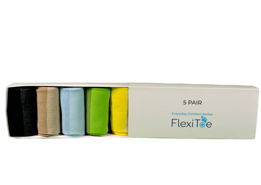 Tåstrumpor i bomull blandade färger, 5-pack