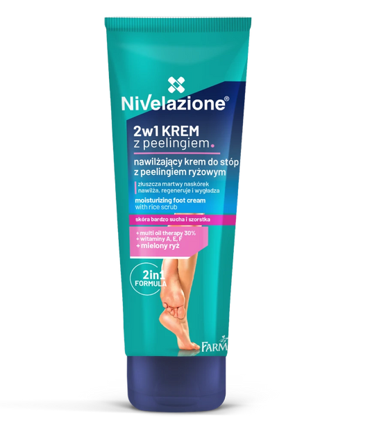 Fotkräm mot torr hud med peeling 2 i 1
