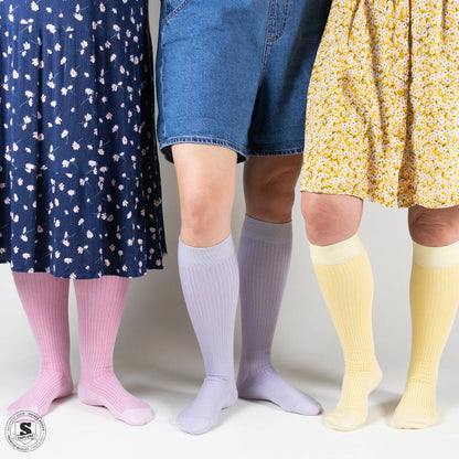 Stödstrumpor bred modell i härliga pastellfärger 5-pack