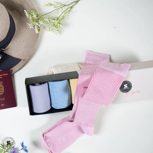 Stödstrumpor i härliga pastellfärger - Rib weave 5-pack
