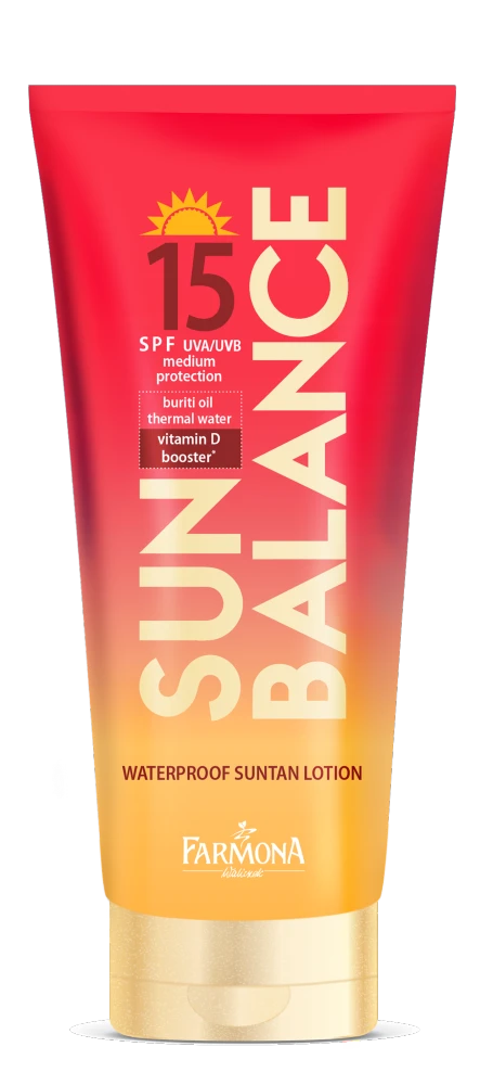 Solskyddsemulsion SPF 15 med buritiolja för vacker solbränna