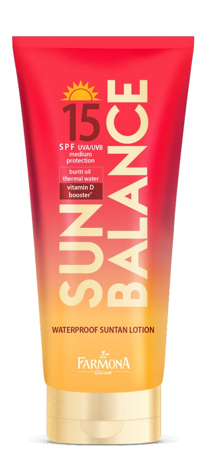 Solskyddsemulsion SPF 15 med buritiolja för vacker solbränna