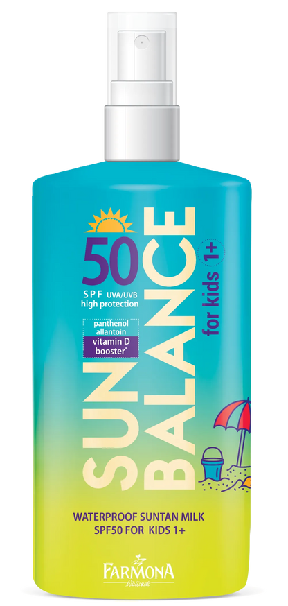 Solskydd SPF 50 för barn 1+ med vatten- och sandresistens
