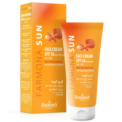 Solkräm med hög skyddsfaktor och macadamiaolja för torr hud (SPF 50)