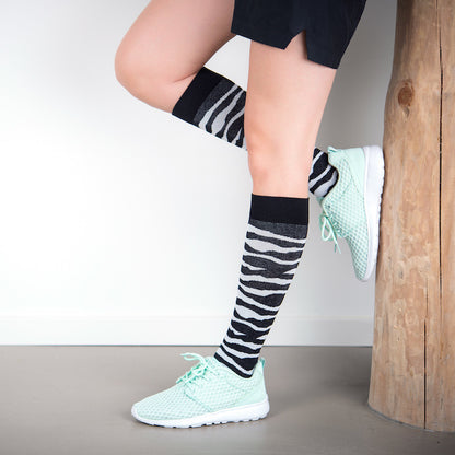 Stödstrumpor med zebraränder