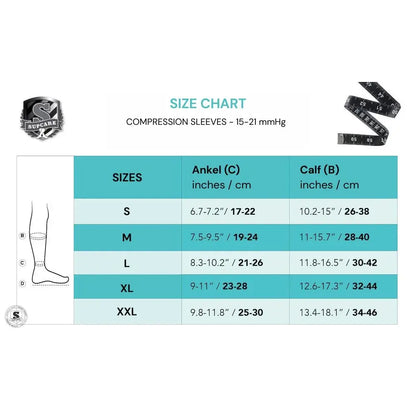 Kompressionssleeves i bambu 15-21 mmHg - svart