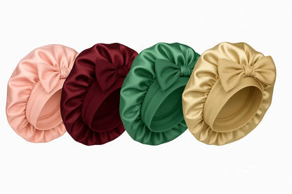 Sovmössa i satin med rosett