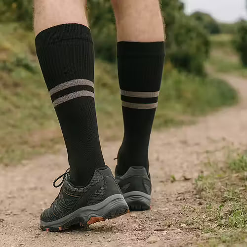 Stödstrumpor bomull med två ränder 15–20 mmHg