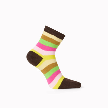Tåstrumpor i bomull - färgglad randig