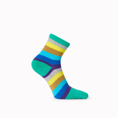 Tåstrumpor i bomull - färgglad randig