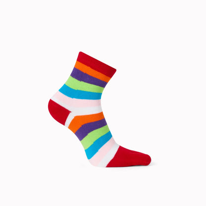 Tåstrumpor i bomull - färgglad randig