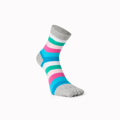 Tåstrumpor i bomull - färgglad randig