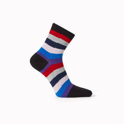 Tåstrumpor i bomull - färgglad randig