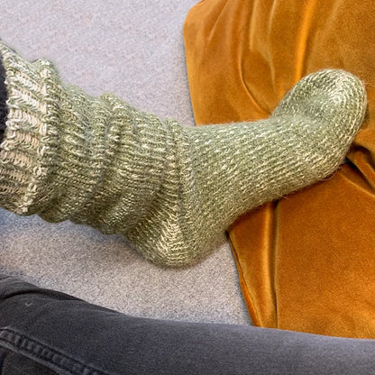 Sockor med alpackaull 2-pack, ljusgrå och grön