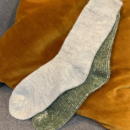 Sockor med alpackaull 2-pack, ljusgrå och grön