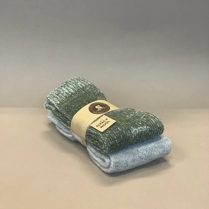 Sockor med alpackaull 2-pack, ljusgrå och grön
