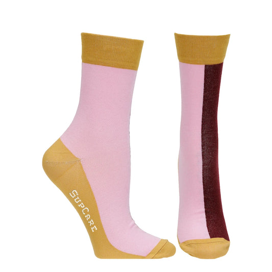 Ankelhöga stödstrumpor i bambu - rosa, röd, gul
