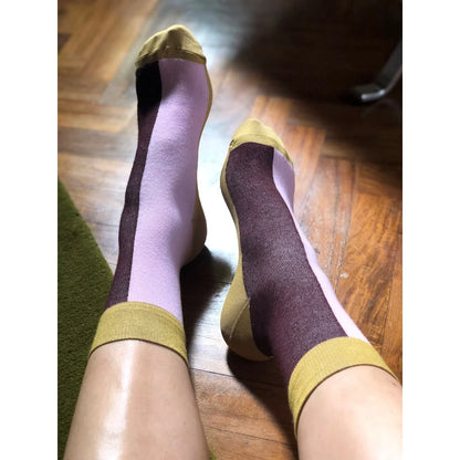 Ankelhöga stödstrumpor i bambu - rosa, röd, gul
