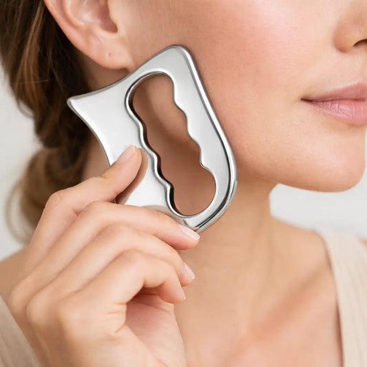 Gua sha med grepp Stainless Steel