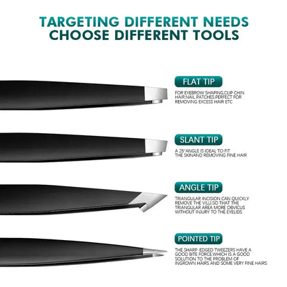 Pincetter för ögonbryn och pormaskar - set