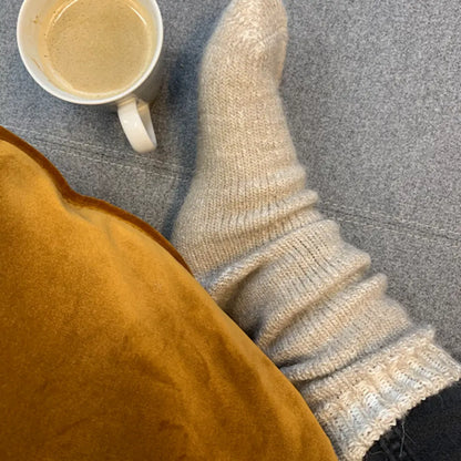 Sockor med alpackaull 2-pack, svart och beige