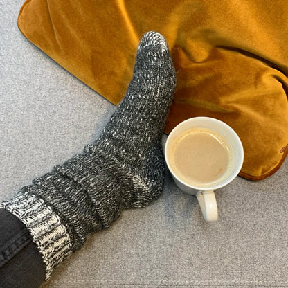 Sockor med alpackaull 2-pack, svart och beige
